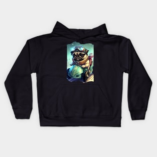 Cyberpunk Pug Super Kart Racing Kids Hoodie